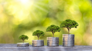 money and trees symbolizing the Canada Greener Homes Loan program, promoting financial support for eco-friendly home upgrades.